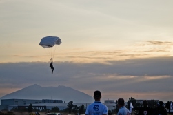 A skydiver with Mt. Arayat