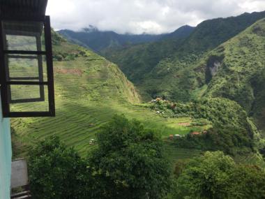 View of the rice terraces from the my room in Simon